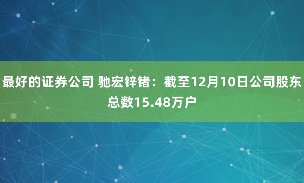 最好的证券公司 驰宏锌锗：截至12月10日公司股东总数15.48万户