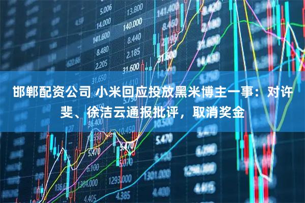 邯郸配资公司 小米回应投放黑米博主一事:对许斐、徐洁云通报批评,取消奖金